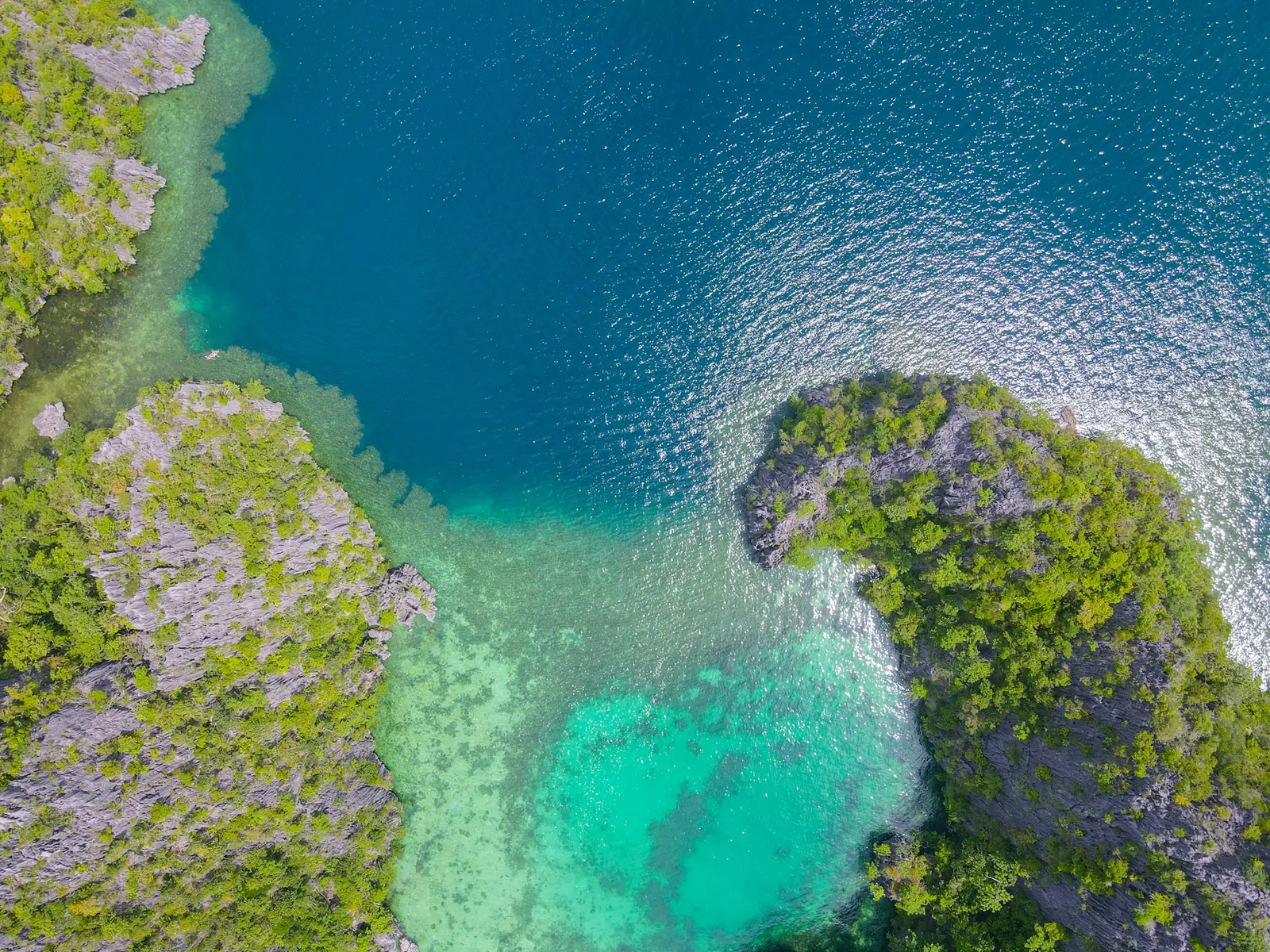 Coron’s limestone islands rising from clear turquoise water, Palawan