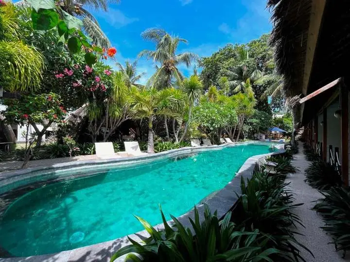 Long garden pool at the dive resort
