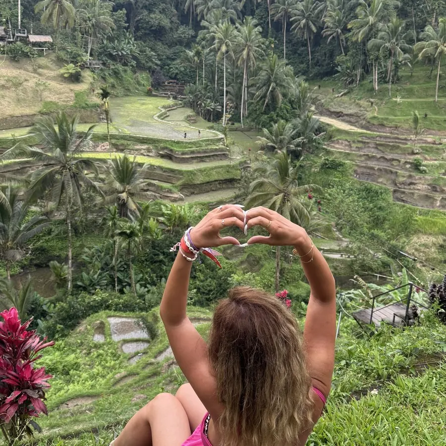 Rocío above the rice terraces in Bali