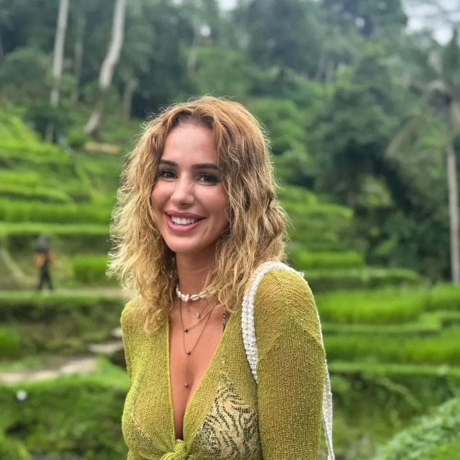 Rocío in the rice fields near Ubud