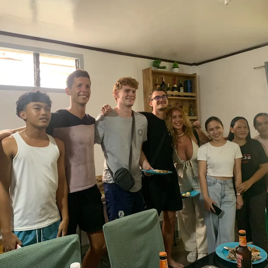 The whole group together before dinner